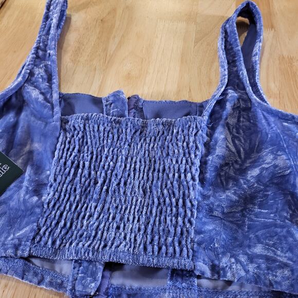 NWT Wild Fable Periwinkle Blue Velvet Stretch Corset Top Sleeveless Large - Picture 9 of 9